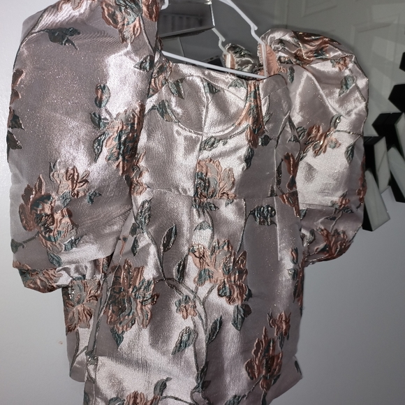 Puff long puffy sleeve mini floral dress small - Picture 4 of 6